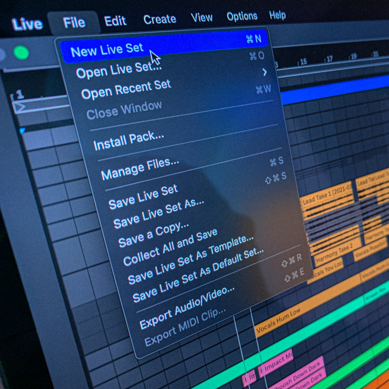 Close-up of Ableton Live's